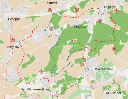 Carte idée de randonnée en Province de Brabant wallon