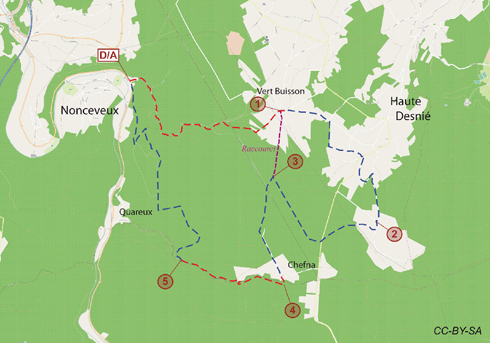 Carte idée de randonnée en Province de Liège Carte idée de randonnée en Province de Liège